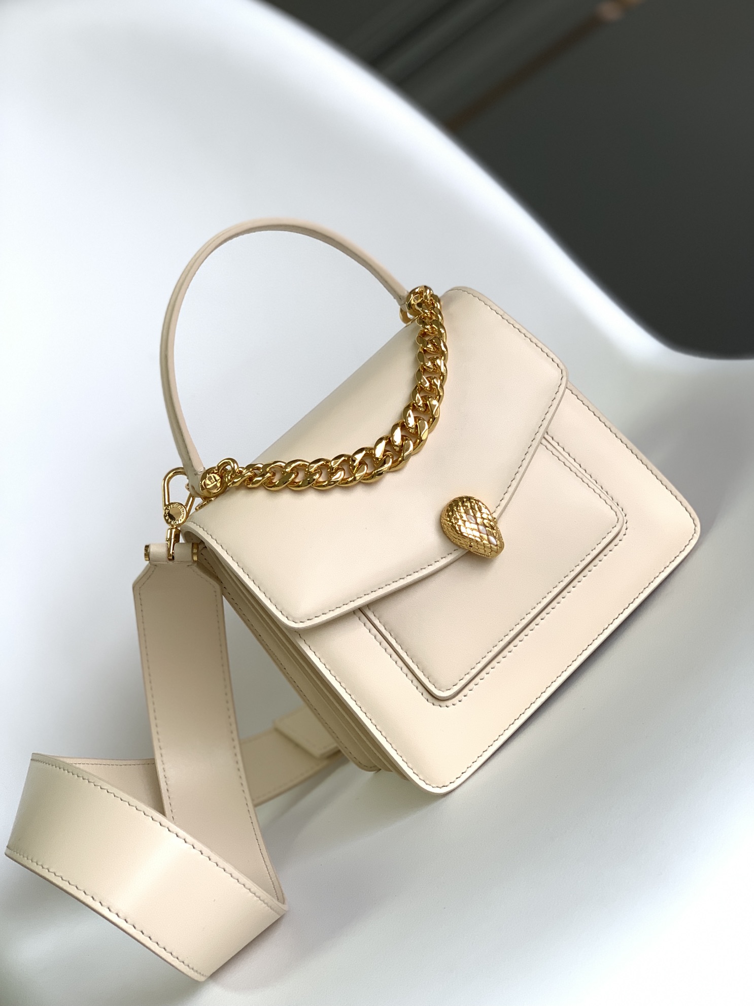 Bvlgari Serpenti Forever Mini Top Handle Beige